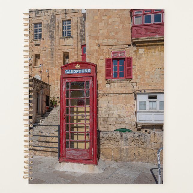 Agenda Puesto de teléfono rojo en La Valeta Malta (Anverso)