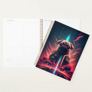 Agenda Pug Adorable con Disfraz de Robot Futurista
