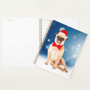 Agenda Pug con Navidades Santa Hat