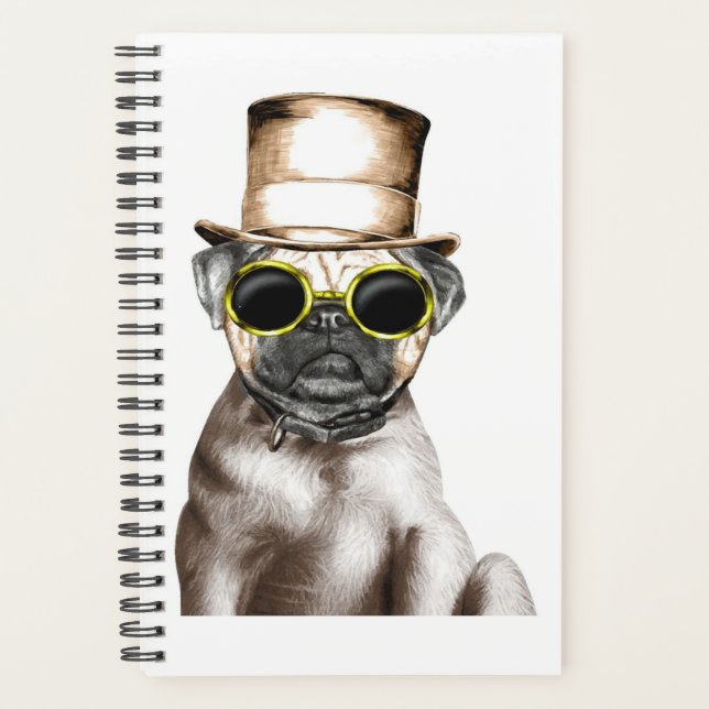 Agenda Pug De Vapor Realmente Cuidado Con Gafas (Anverso)