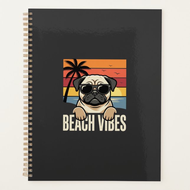 Agenda Pug Perro Atardecer Vibraciones de Playa (Anverso)