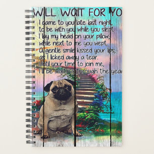 Agenda Pug Te Esperaré, Pug Lover Regalo, Pug Dog