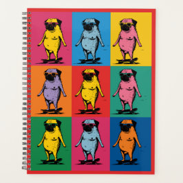 Agenda Pugs Divertidos en Monopatines Cuadrícula de Arte 