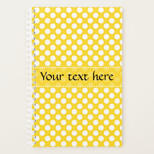 Agenda Punto de polka blanco y amarillo (Anverso)