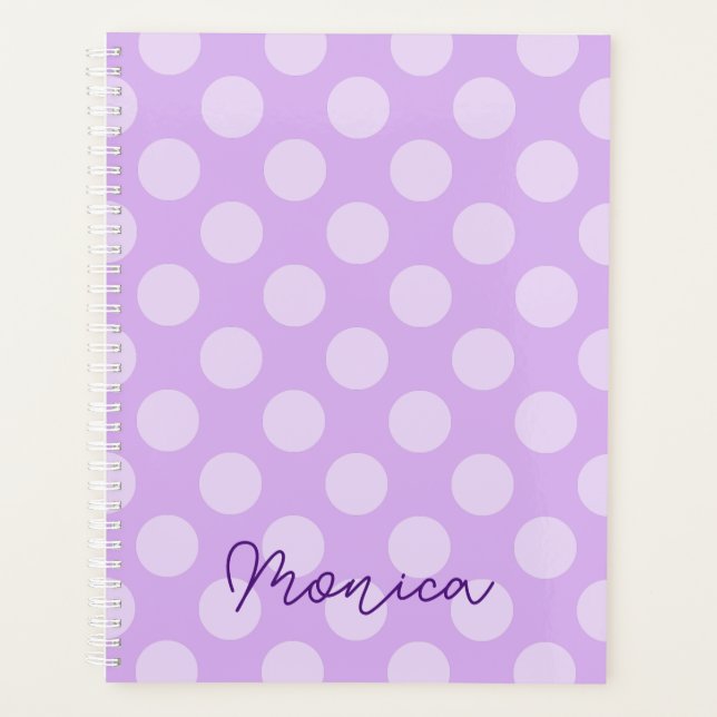 Agenda Punto Polka de Lavanda Pálida (Anverso)