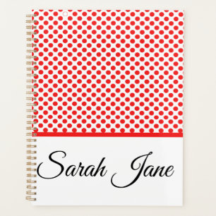 Agenda Puntos clásicos del Polka Rojo Nombre personaliz