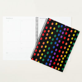 Agenda Puntos de golosinas arcoiris sobre negro