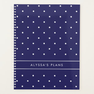 Agenda Puntos de polka azul y blanco de la marina