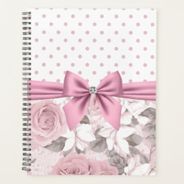 Agenda Puntos de Polka Floral Glam Pink Diamond Bow