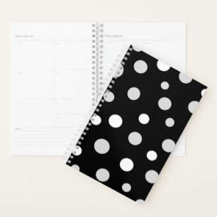 Agenda Puntos de Polka grandes y juguetones negros y blan