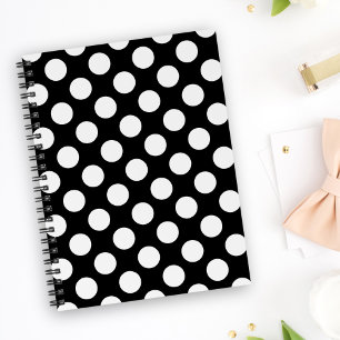 Agenda Puntos de polka negros y blancos, patrón de punto