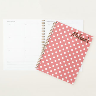 Agenda Puntos de polka rosados bonitos y personalizados