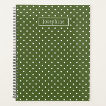 Puntos Polka Blancos y Verde Oliva Con Nombre