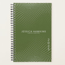 Puntos pop verdes de olivo oscuro año semanal