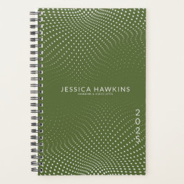 Agenda Puntos pop verdes de olivo oscuro año semanal