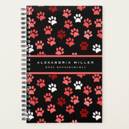 Agenda Puppy Dog Paw Print Black & Pink | Nombre y año