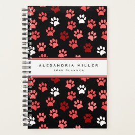 Agenda Puppy Dog Paw Print Black Pink White | Nombre y añ