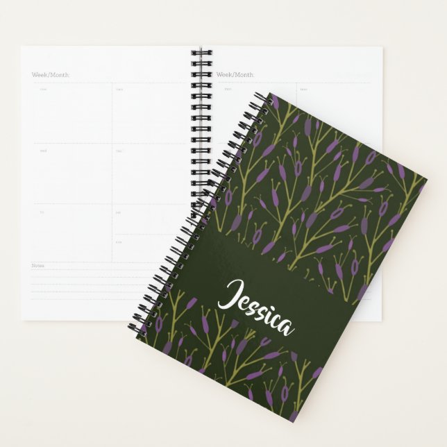 Agenda Purple and brown floral branches pattern (Demostración)