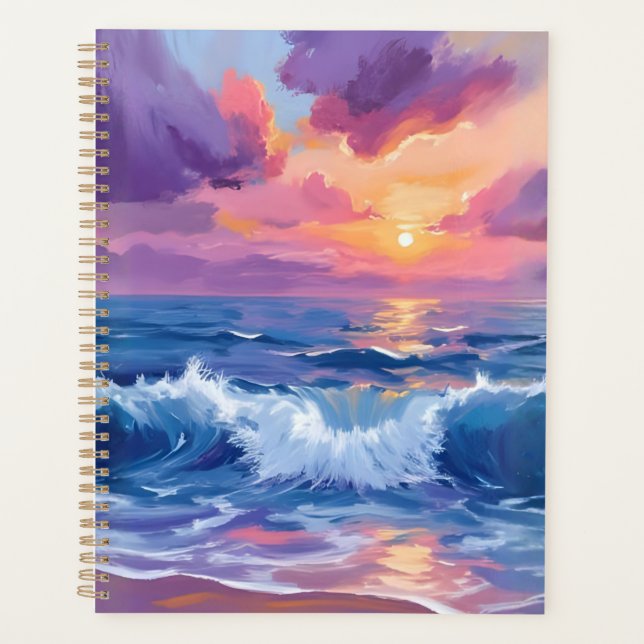 Agenda Purple Blush Sunset | Ocean Glimmer Watercolor (Anverso)