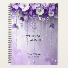Agenda Purple Flowers with Dangling Pearls Planner