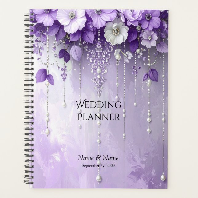 Agenda Purple Flowers with Dangling Pearls Planner (Anverso)