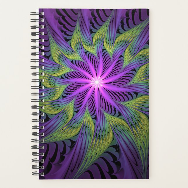 Agenda Purple Green Flower Modern Abstract Fractal Art (Anverso)
