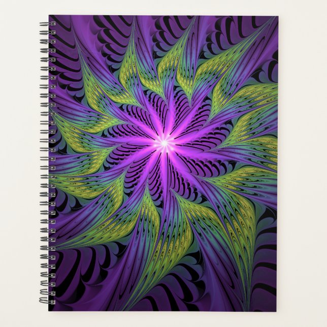 Agenda Purple Green Flower Modern Abstract Fractal Art (Anverso)