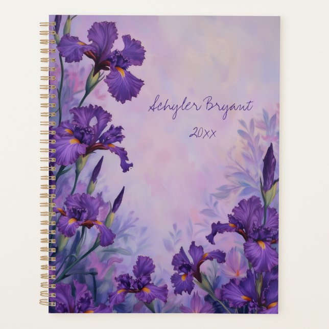 Agenda Purple Iris Floral Spiral-Bound Planner Botanical (Anverso)