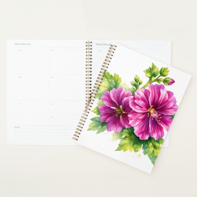 Agenda Purple Watercolor Flower Illustration  (Demostración)