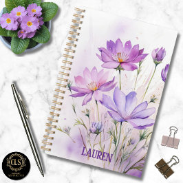 Agenda Purple Watercolor Wildflowers Minimalist Name