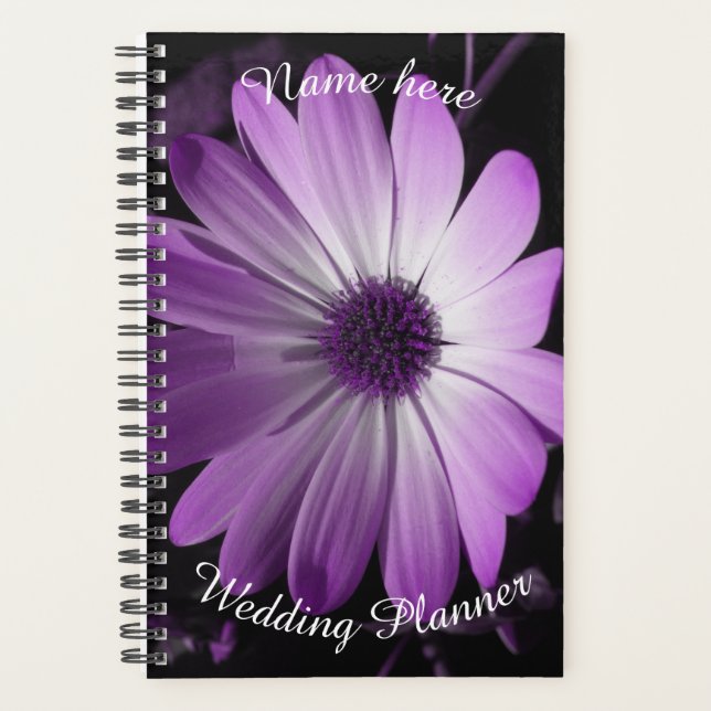 Agenda Púrpura Daisy Flower Custom Wedner Planner (Anverso)