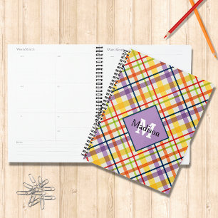 Agenda Púrpura de Planner Monograma de Escuela Brillante