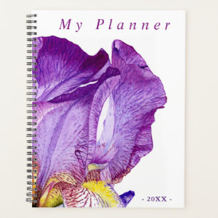 Agenda Púrpura Iris Elegante Watercolor Floral Art Plann