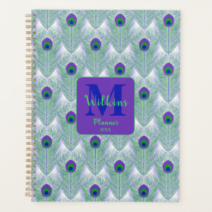 Agenda Púrpura Pieza De Pavo Real Decoración De Arte Azul