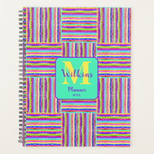 Agenda Púrpura Tejido de cestería azul de color rosa verd