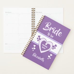 Agenda Púrpura y laca con corazones amorosos boda novia