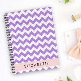 Agenda Púrpura Zigzag, Púrpura Chevron, Tu Nombre