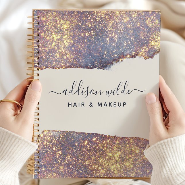 Agenda Purpurada Dorada Iridescente Glam Glitter (Subido por el creador)