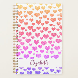 Agenda Purpurina arcoiris corazón brillante Personalizad