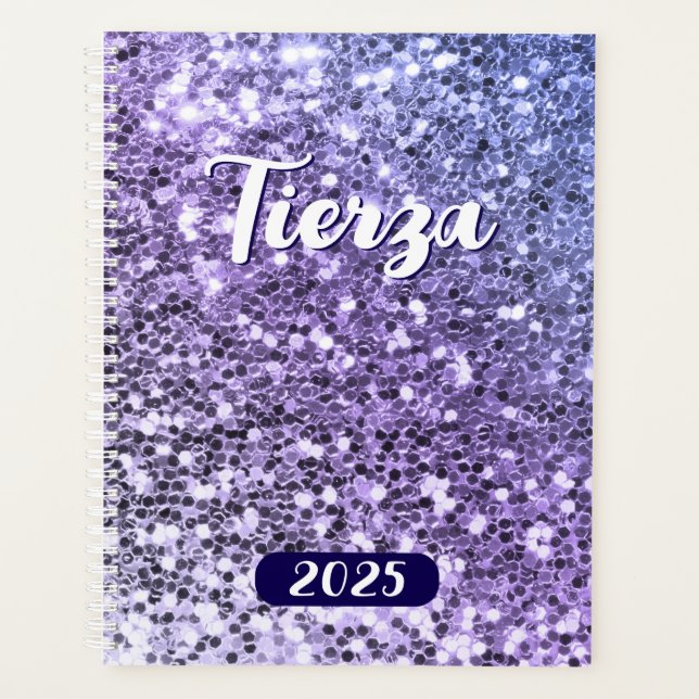 Agenda Purpurina Blue Purple Ombre Chunky personalizado 2 (Anverso)