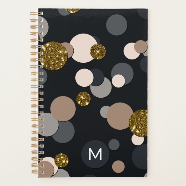 Agenda Purpurina Confetti Peach, Maple, Gray and Gold (Anverso)