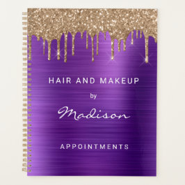 Agenda Purpurina de Faux Gold Drip Purple Nombramiento