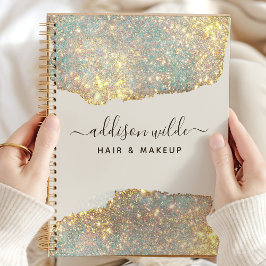Agenda Purpurina de Glam moderno con escritura de firma h