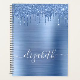 Agenda Purpurina de goteo azul personalizado