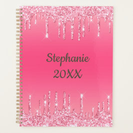 Agenda Purpurina de goteo rosado personalizado Glam trend