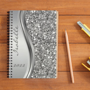 Agenda Purpurina de imitación plateada Glam Bling Metaliz