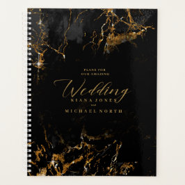 Agenda Purpurina de mármol Boda Black Gold ID644
