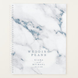 Agenda Purpurina de mármol moderno Boda Dusty Blue ID816