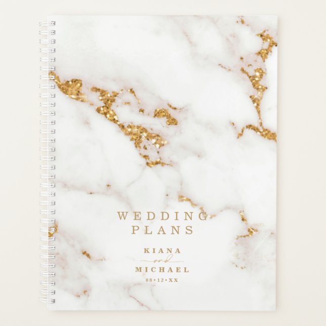 Agenda Purpurina de mármol moderno Boda Gold ID816 (Anverso)