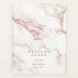 Agenda Purpurina de mármol moderno Boda Rosa Gold ID816